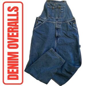 RK Brand Overalls Men’s 40X32 Denim Blue Bib Carpenter Work Pants Cuts  2XL